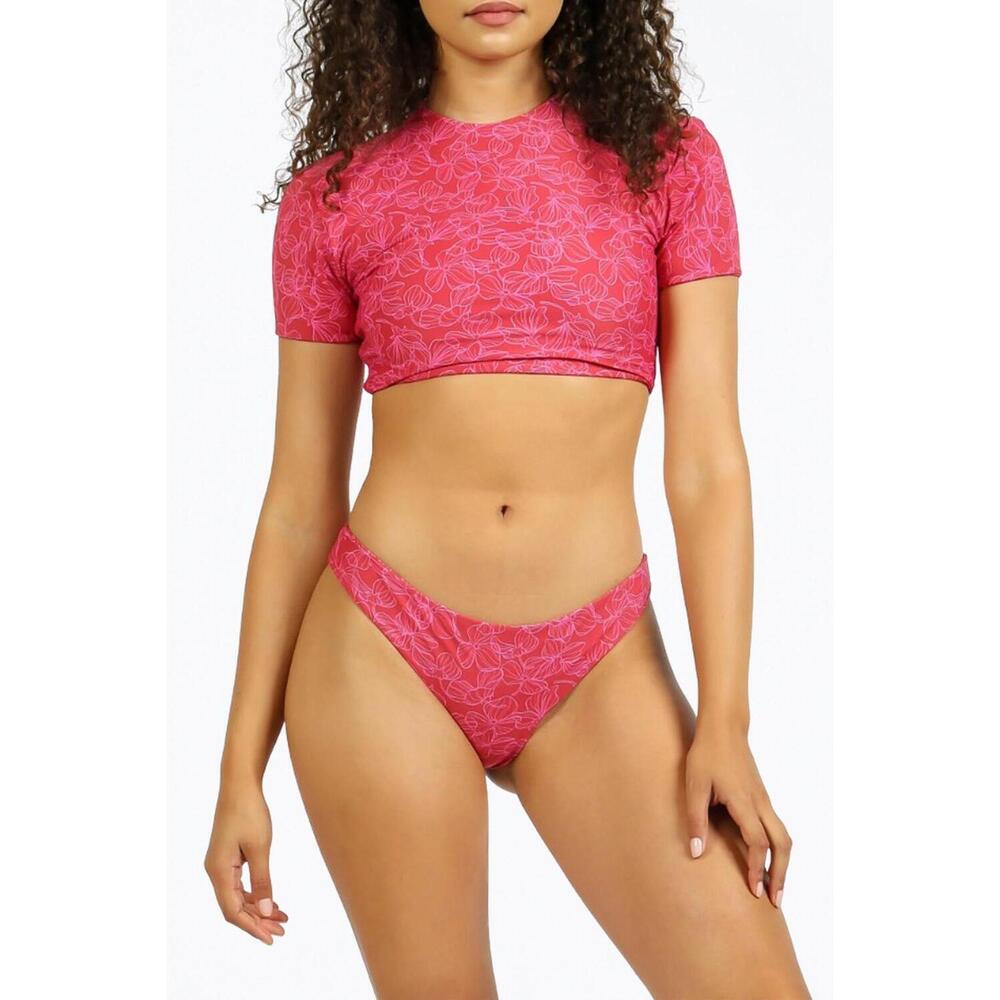NEW NIRVANIC malibu crop bikini top in eco guava bloom